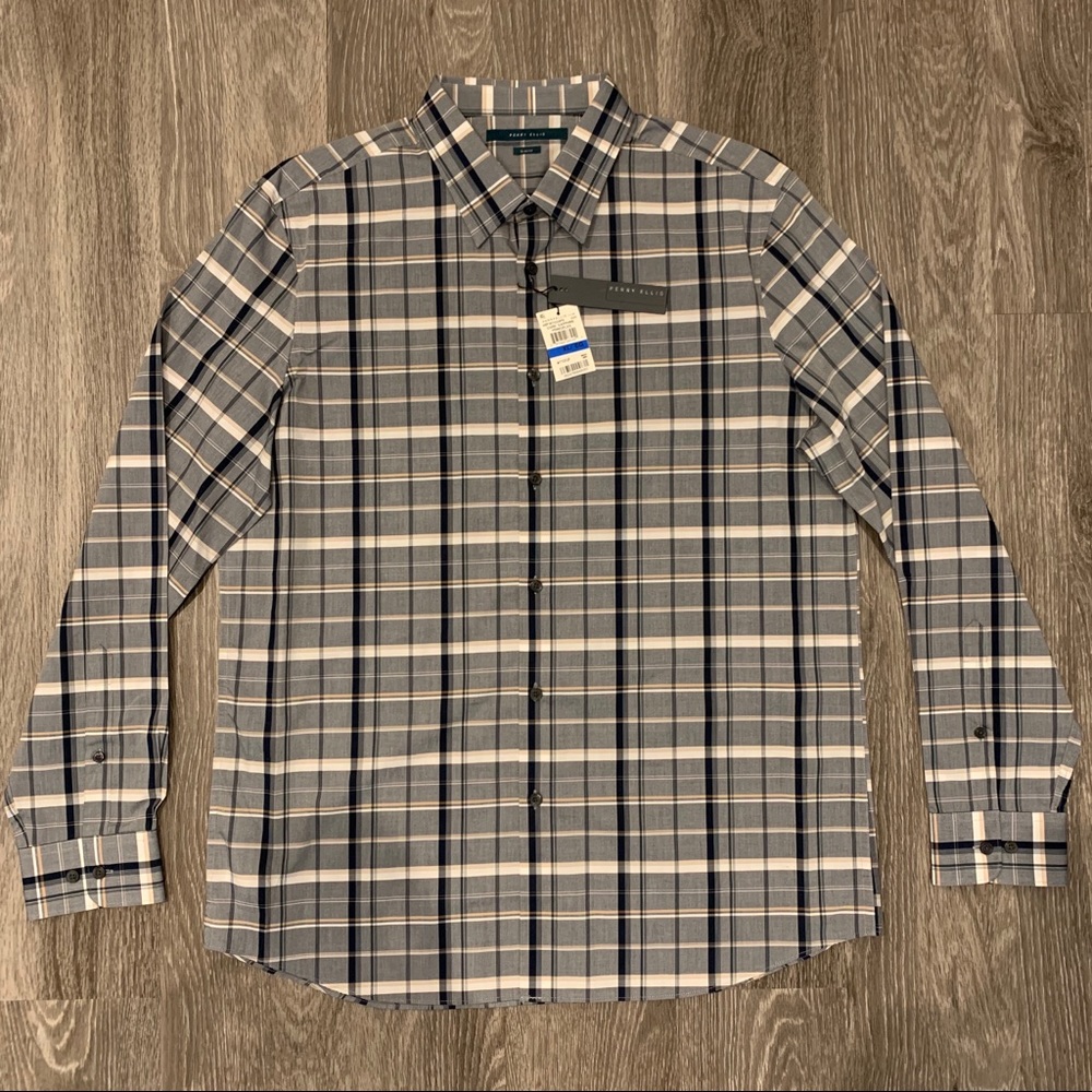 Mens XL Slim Fit Perry Ellis Button Down